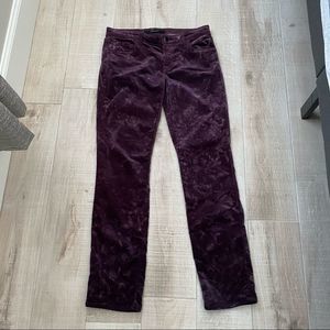 J Brand Sz 26 Super Skinny Floral Mirage Velveteen Jeans